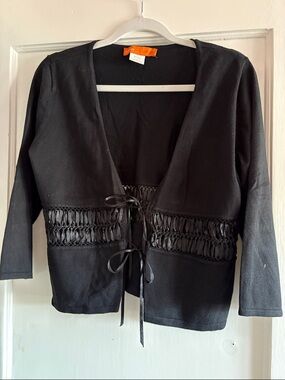 Cynthia Steffe Black Knit sweater with ribbon ties